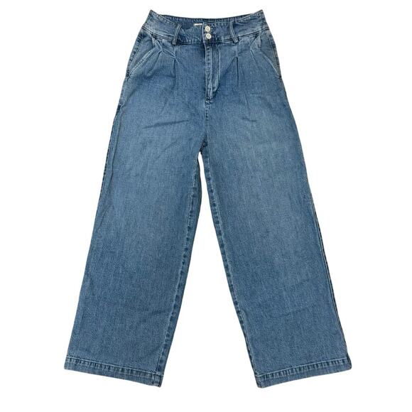 Madewell Denim - Madewell Pleated Wide-Leg Denim Pants / Jeans — Size 0 — Gently Used